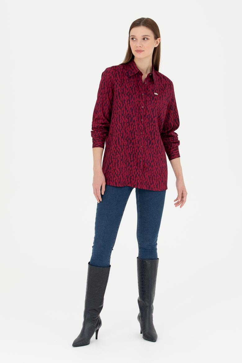 Kadın Bordo Uzun Kollu Gömlek - 50271512006