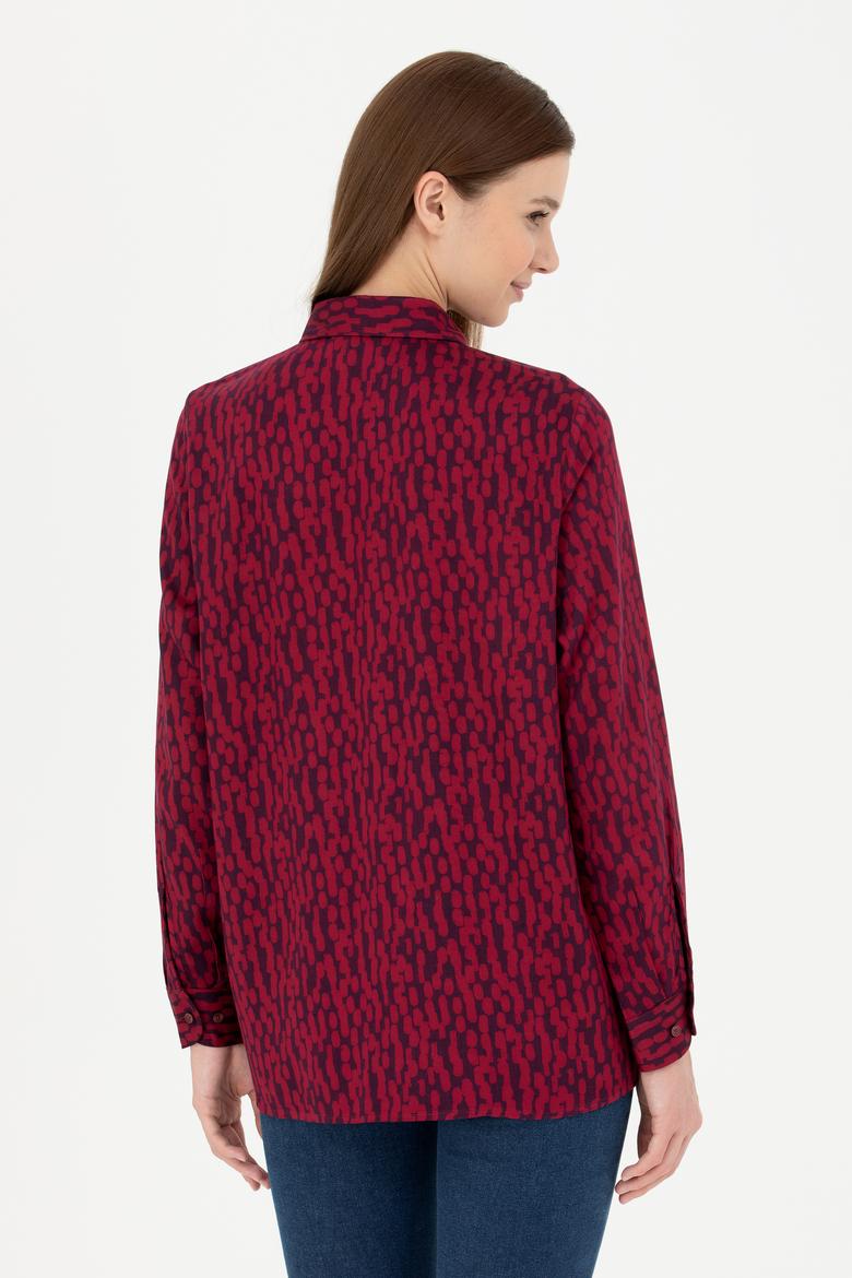 Kadın Bordo Uzun Kollu Gömlek - 50271512006