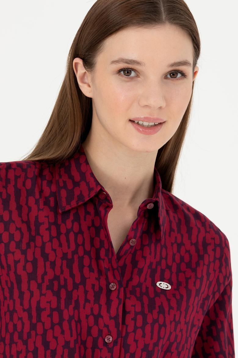 Kadın Bordo Uzun Kollu Gömlek - 50271512006