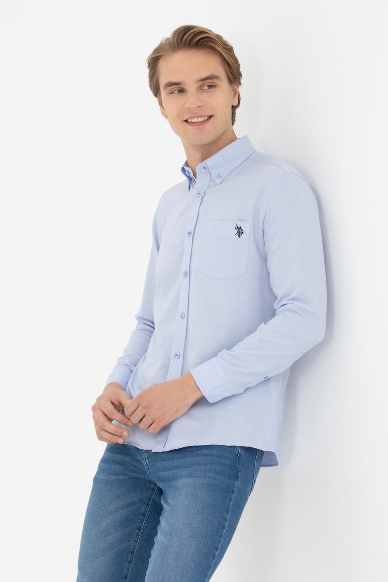 Erkek Mavi Uzun Kollu Gömlek