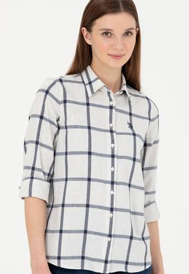 Kadın Ekru Uzun Kollu Gömlek - 50279804002