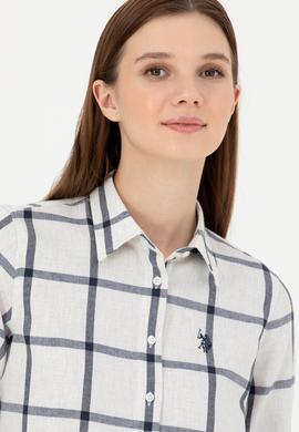 Kadın Ekru Uzun Kollu Gömlek - 50279804002