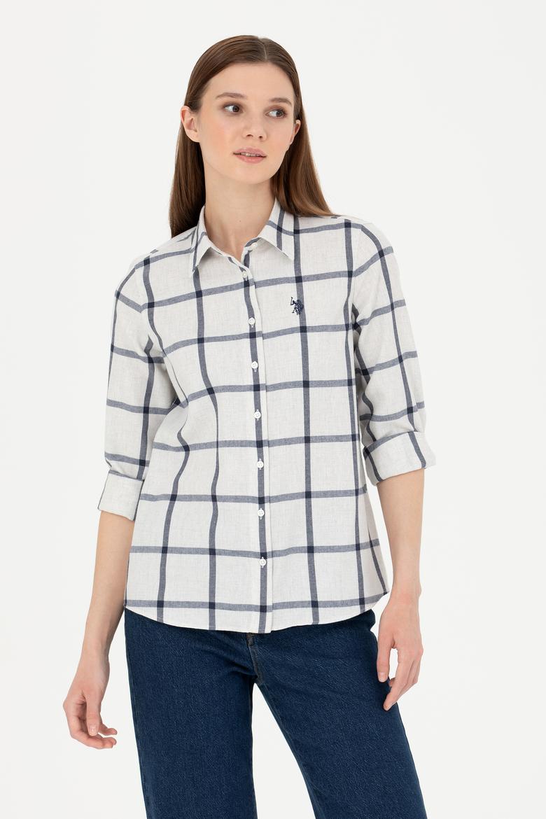 Kadın Ekru Uzun Kollu Gömlek