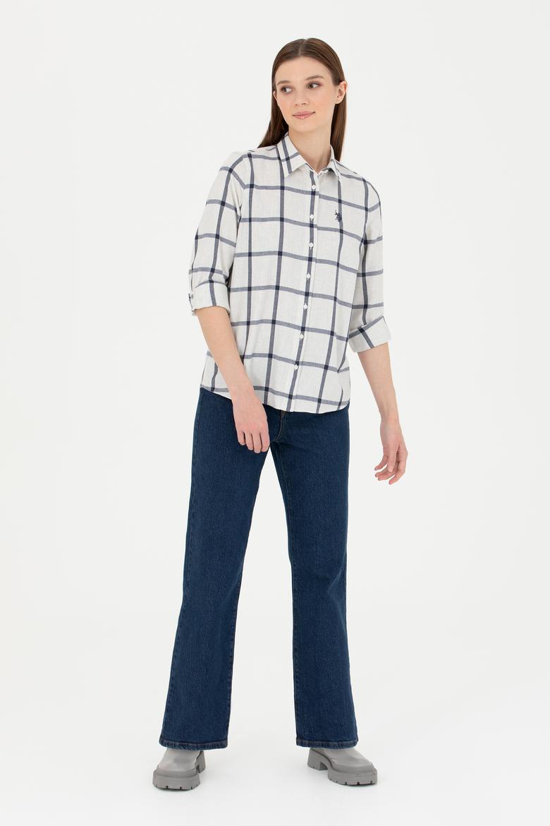 Kadın Ekru Uzun Kollu Gömlek - 50279804002