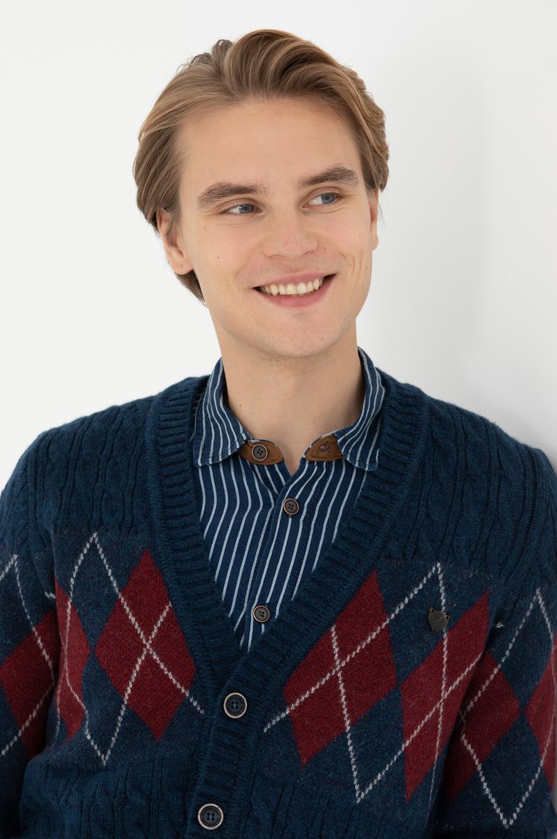 Erkek Lacivert Triko Hırka