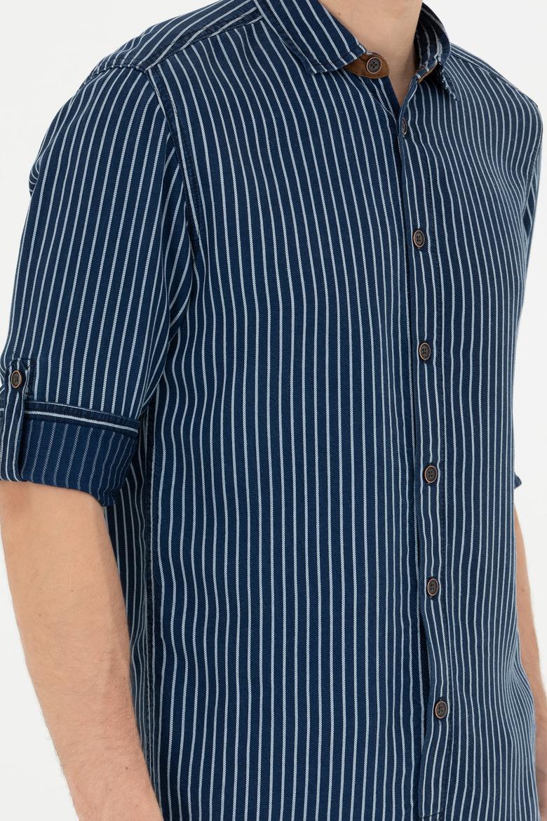 Erkek Koyu Mavi Jean Gömlek - 50272607008