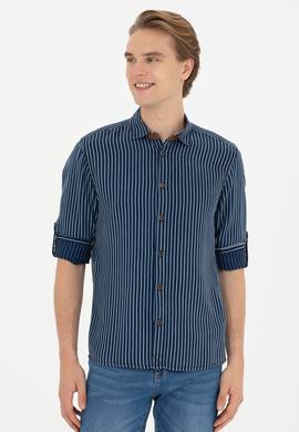 Erkek Koyu Mavi Jean Gömlek - 50272607008