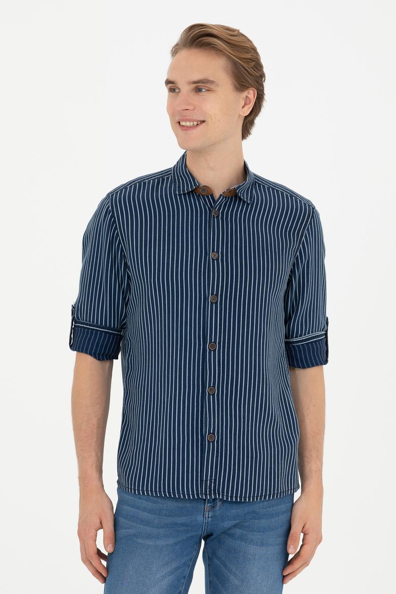 Erkek Koyu Mavi Jean Gömlek - 50272607008