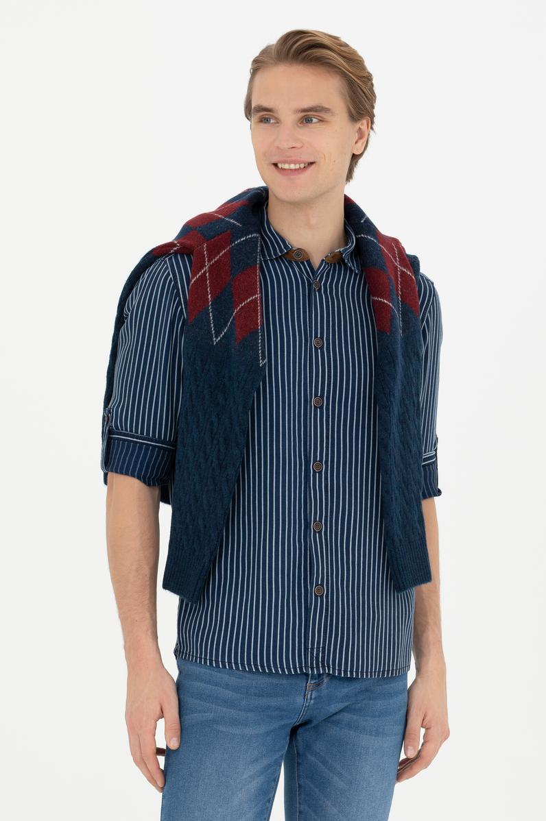 Erkek Koyu Mavi Jean Gömlek