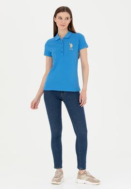 Kadın Saks Basic Polo Yaka Tişört - 50262700214