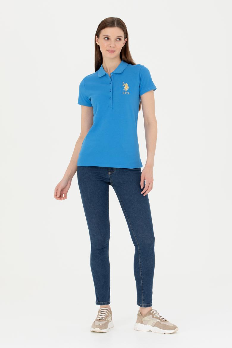 Kadın Saks Basic Polo Yaka Tişört - 50262700214