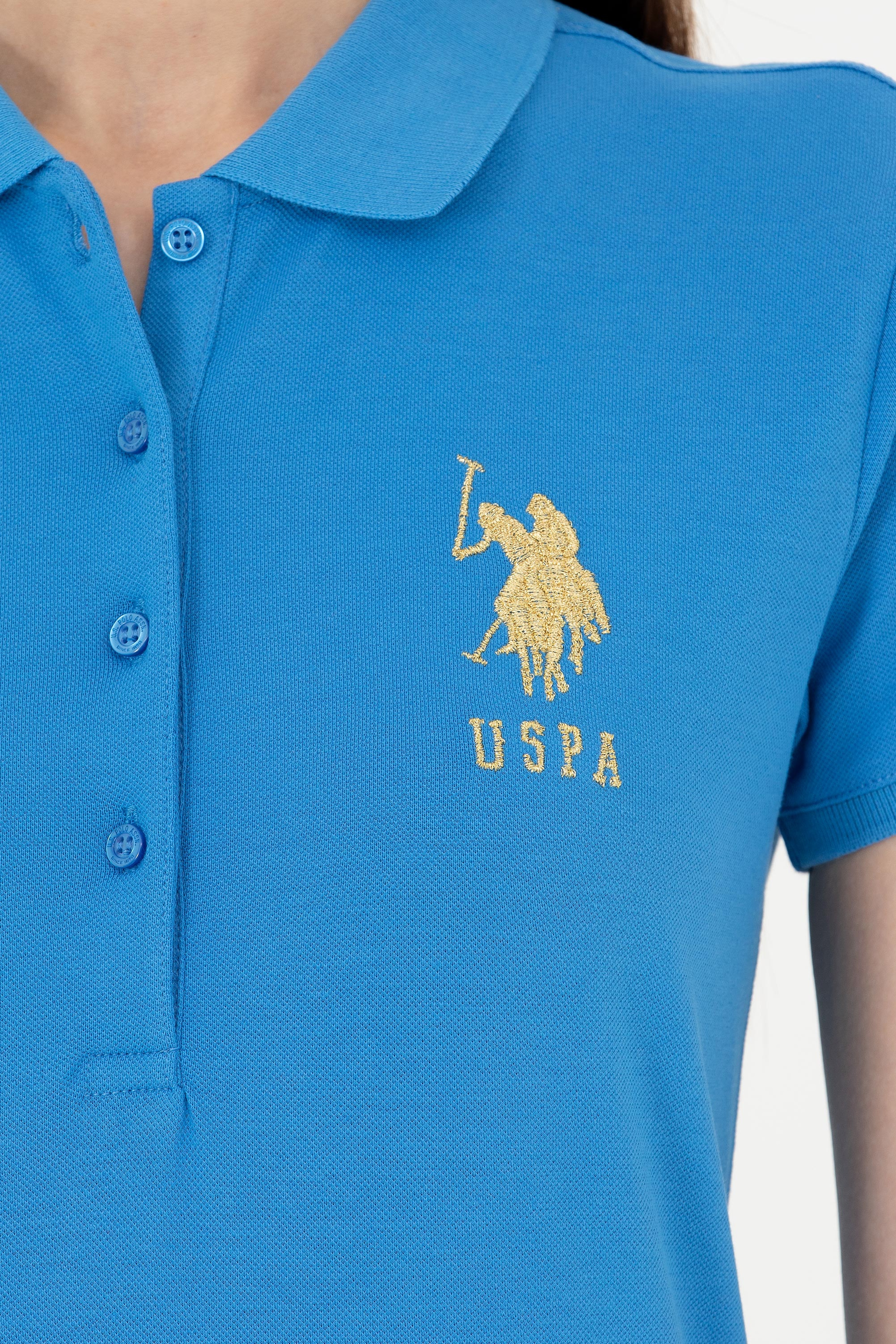 Kadın Saks Basic Polo Yaka Tişört - Image 7
