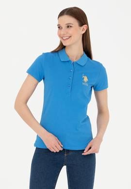 Kadın Saks Basic Polo Yaka Tişört - 50262700214