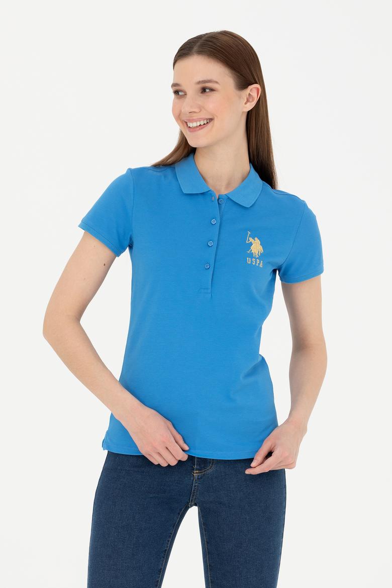 Kadın Saks Basic Polo Yaka Tişört - 50262700214