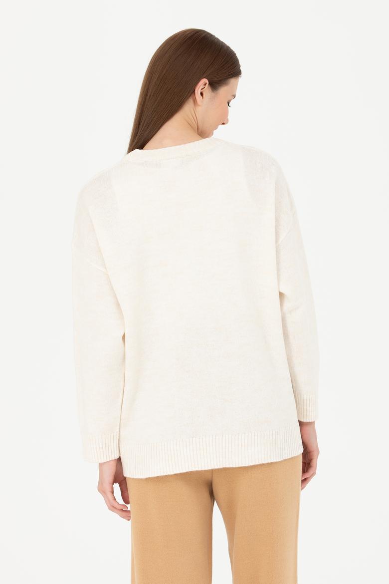 Kadın Ekru Bisiklet Yaka Kazak - 50277265027