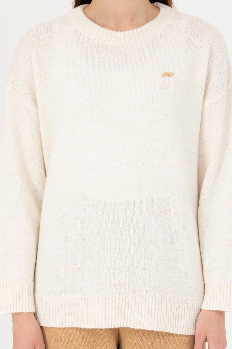 Kadın Ekru Bisiklet Yaka Kazak - 50277265027