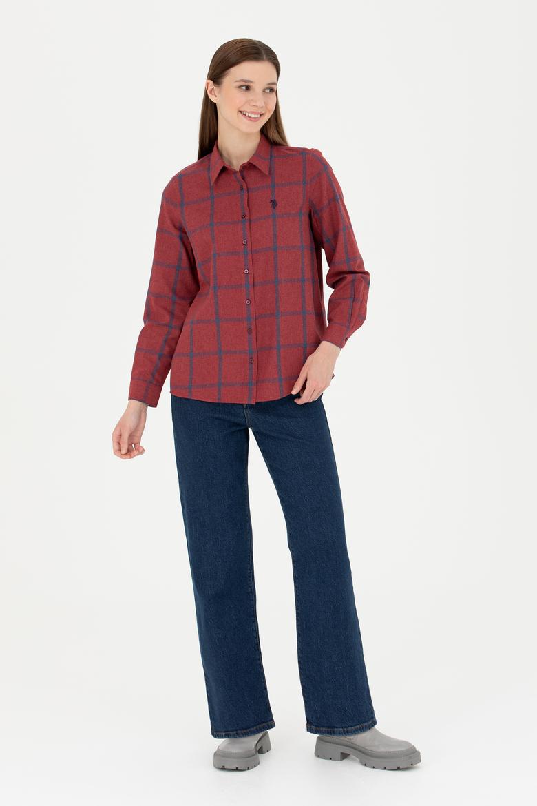 Kadın Bordo Uzun Kollu Gömlek - 50279804010