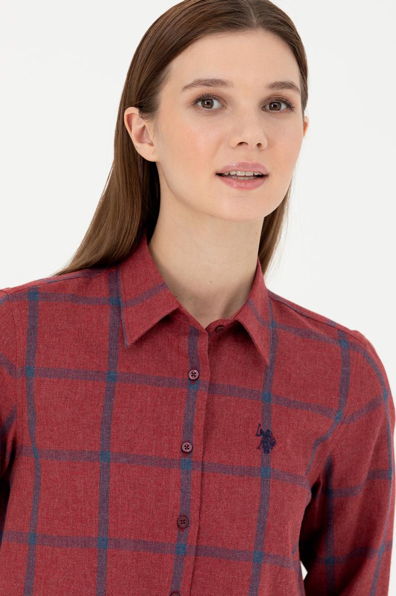 Kadın Bordo Uzun Kollu Gömlek