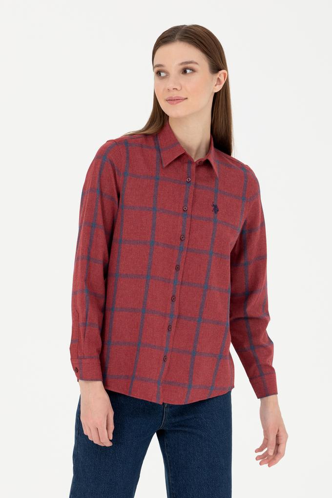 Kadın Bordo Uzun Kollu Gömlek