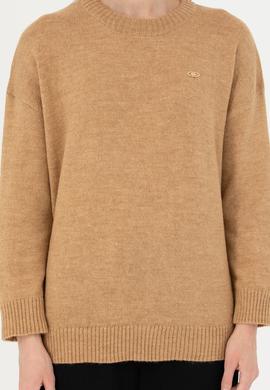 Kadın Kum Melanj Bisiklet Yaka Kazak - 50277265008