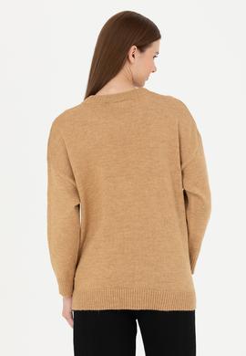 Kadın Kum Melanj Bisiklet Yaka Kazak - 50277265008