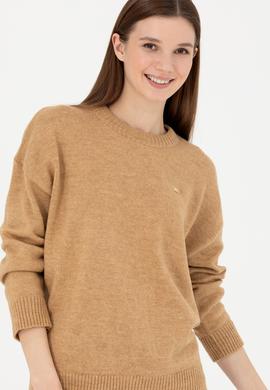 Kadın Kum Melanj Bisiklet Yaka Kazak - 50277265008