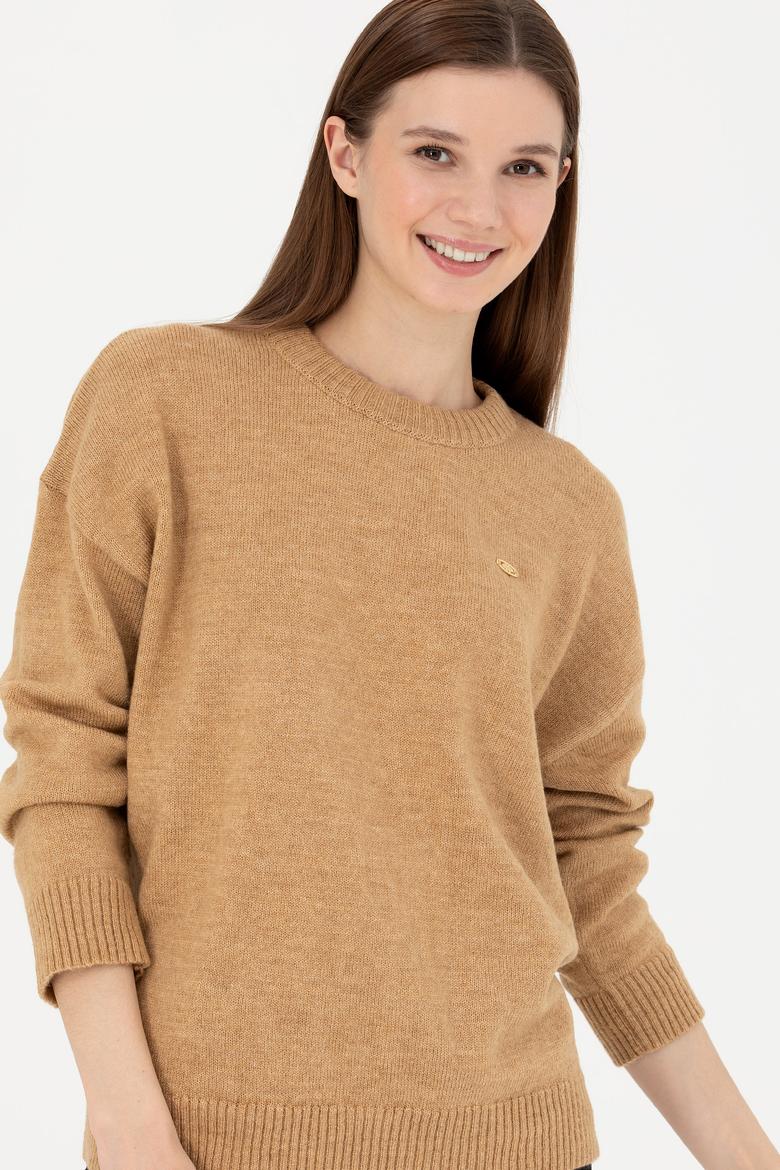 Kadın Kum Melanj Bisiklet Yaka Kazak - 50277265008