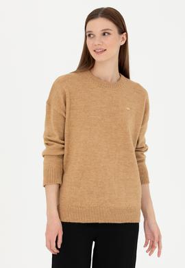 Kadın Kum Melanj Bisiklet Yaka Kazak - 50277265008