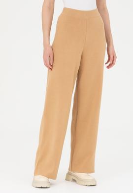 Kadın Kum Melanj Loose Fit Triko Pantolon - 50277305019