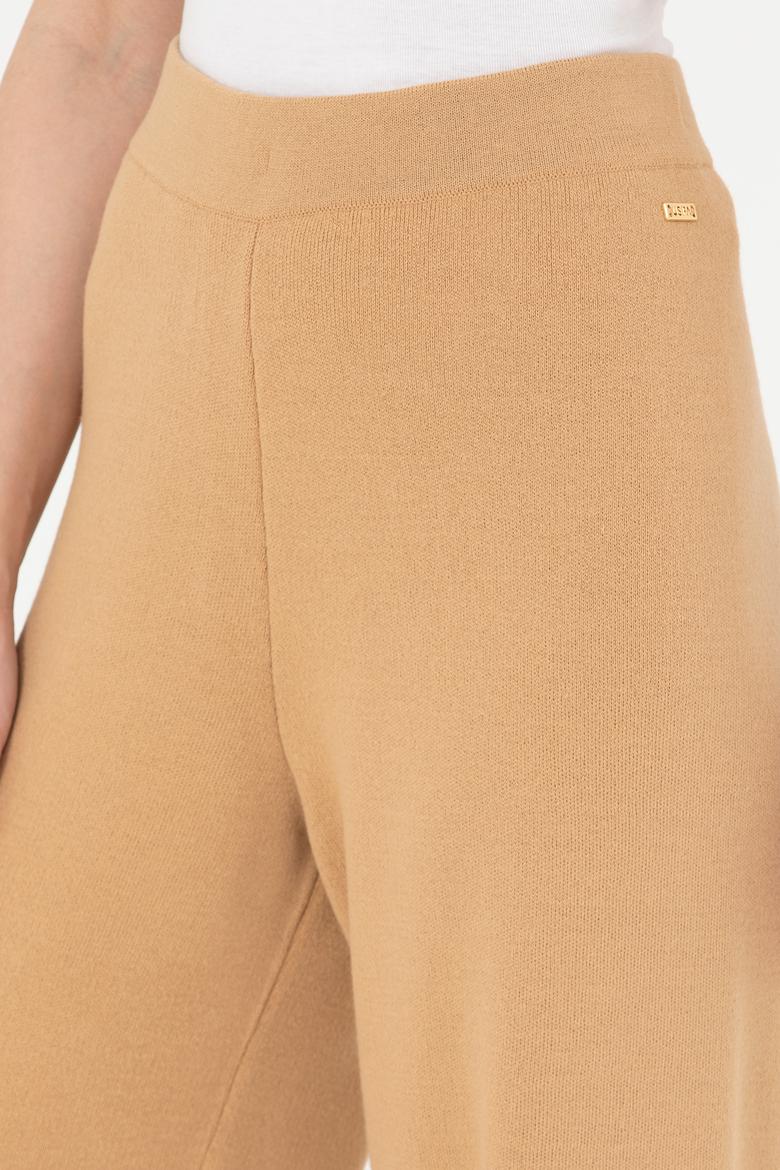 Kadın Kum Melanj Loose Fit Triko Pantolon - 50277305019