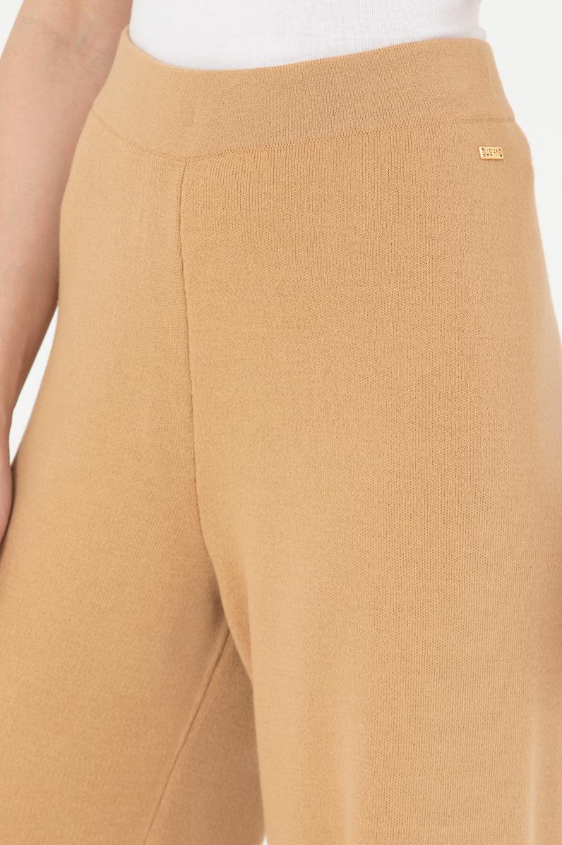 Kadın Kum Melanj Loose Fit Triko Pantolon