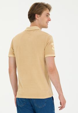 Erkek Slim Fit Polo Yaka Camel Basic Tişört - 50263475187