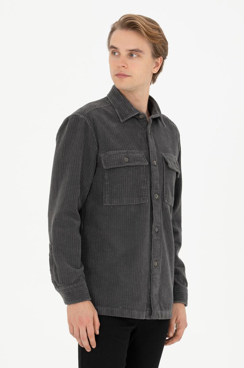 Erkek Antrasit Uzun Kollu Gömlek