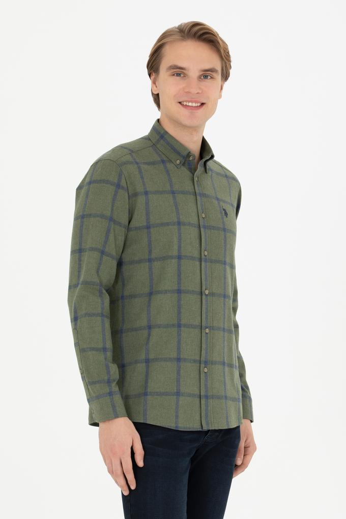 Erkek Haki Uzun Kollu Gömlek