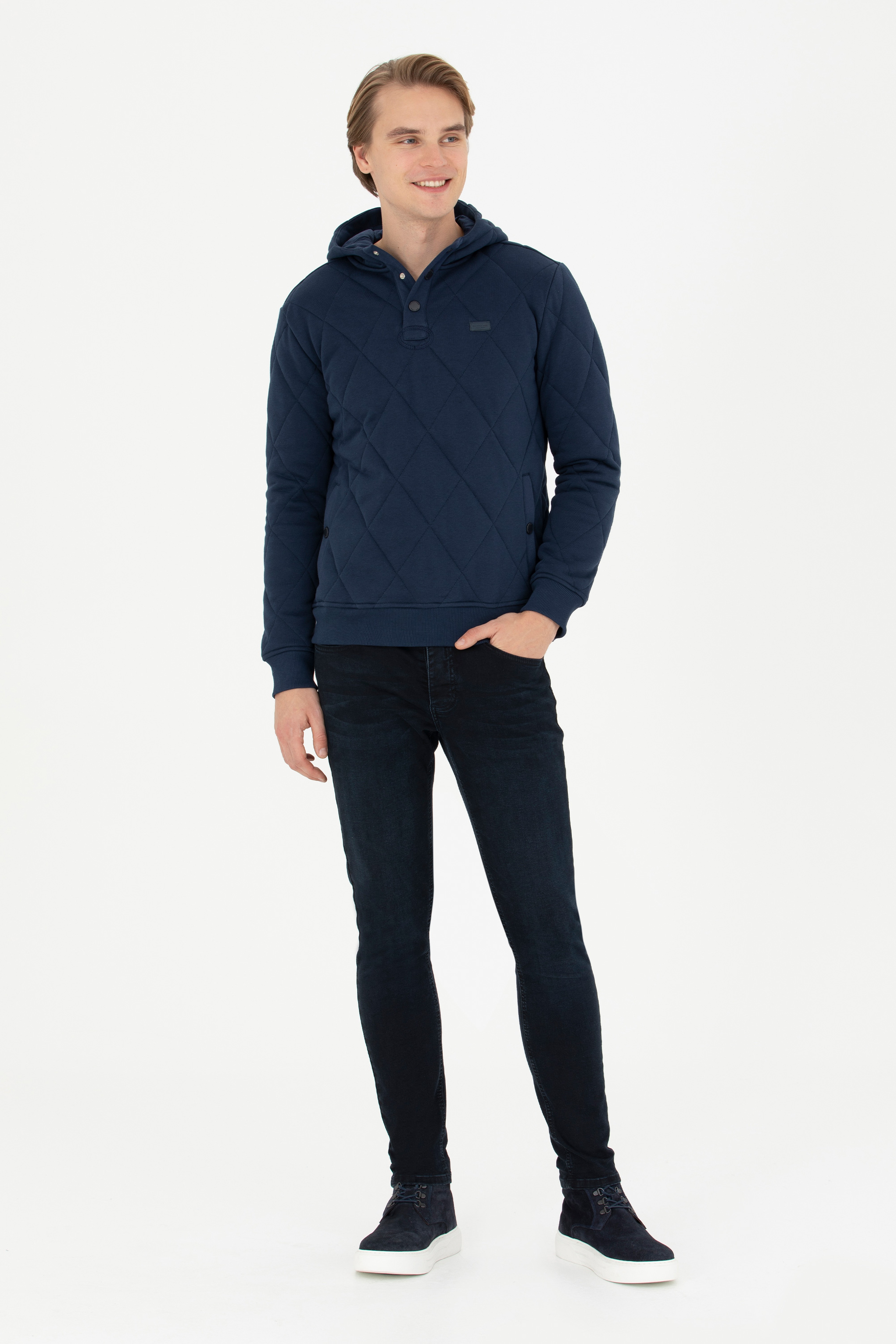 Erkek Lacivert Sweatshirt - Image 4