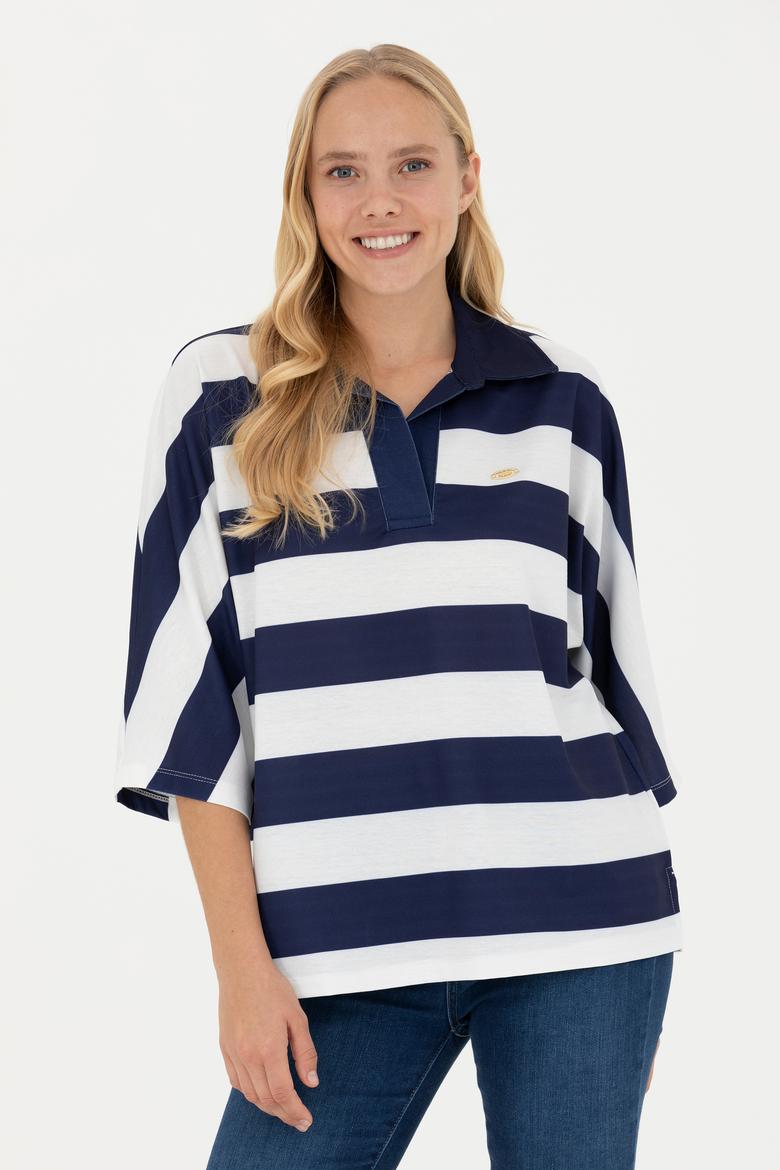 Kadın Lacivert Polo Yaka Tişört - 50262556011