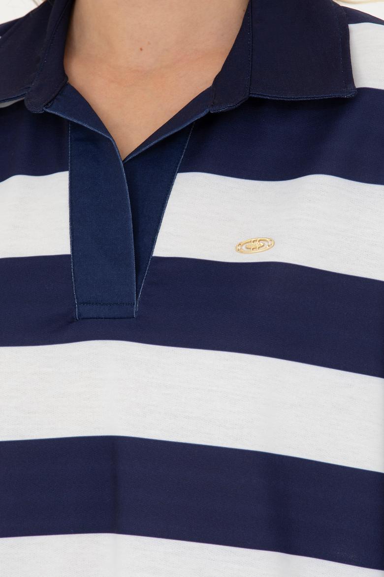 Kadın Lacivert Polo Yaka Tişört - 50262556011