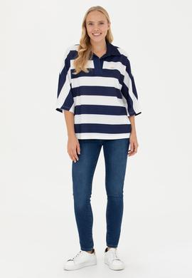 Kadın Lacivert Polo Yaka Tişört - 50262556011