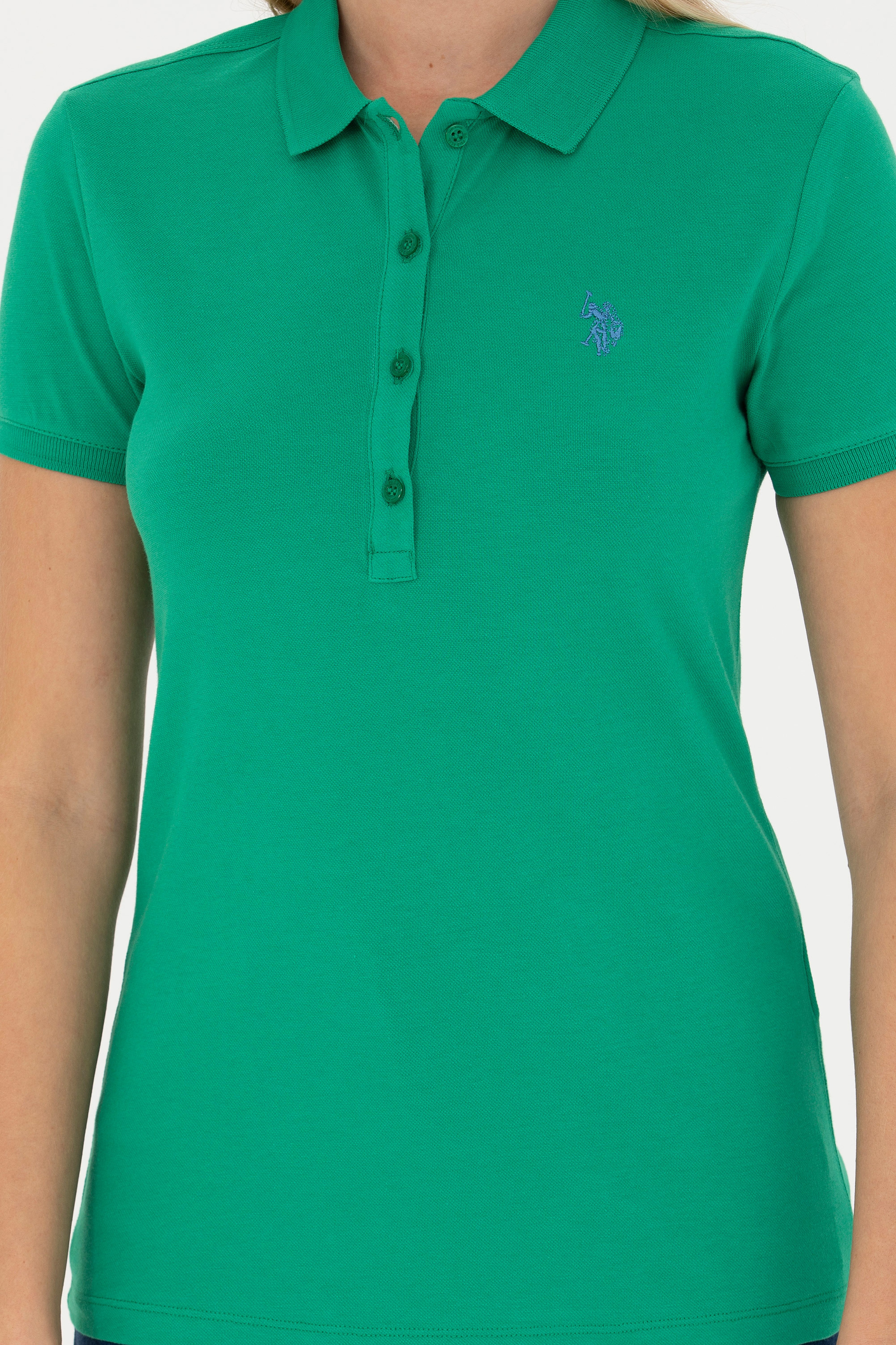 Kadın Yeşil Polo Yaka Tişört - Image 6