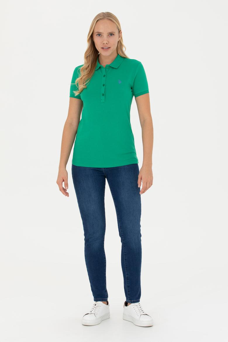 Kadın Yeşil Polo Yaka Tişört - 50262716263