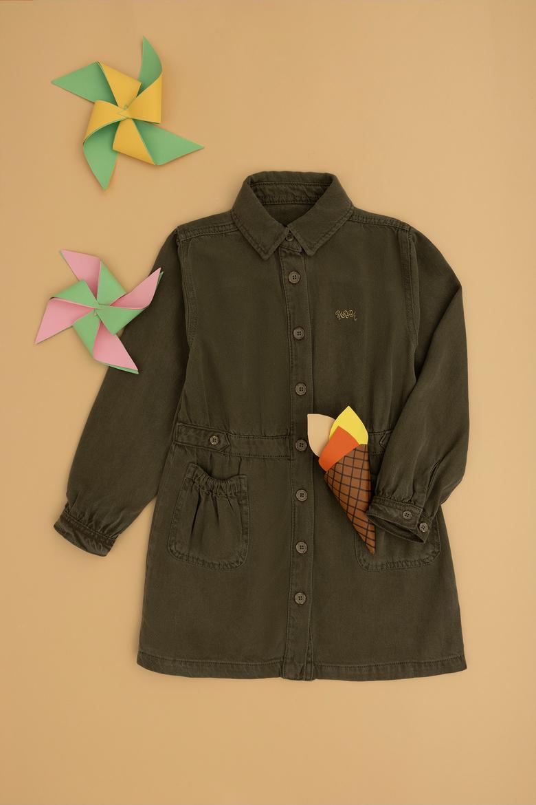 Kız Çocuk Haki Jean Elbise - 50272317001