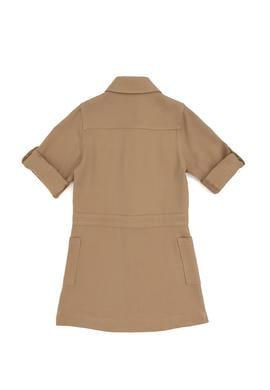 Kız Çocuk Camel Cep Detaylı İşlemeli Dokuma Elbise - 50271202013