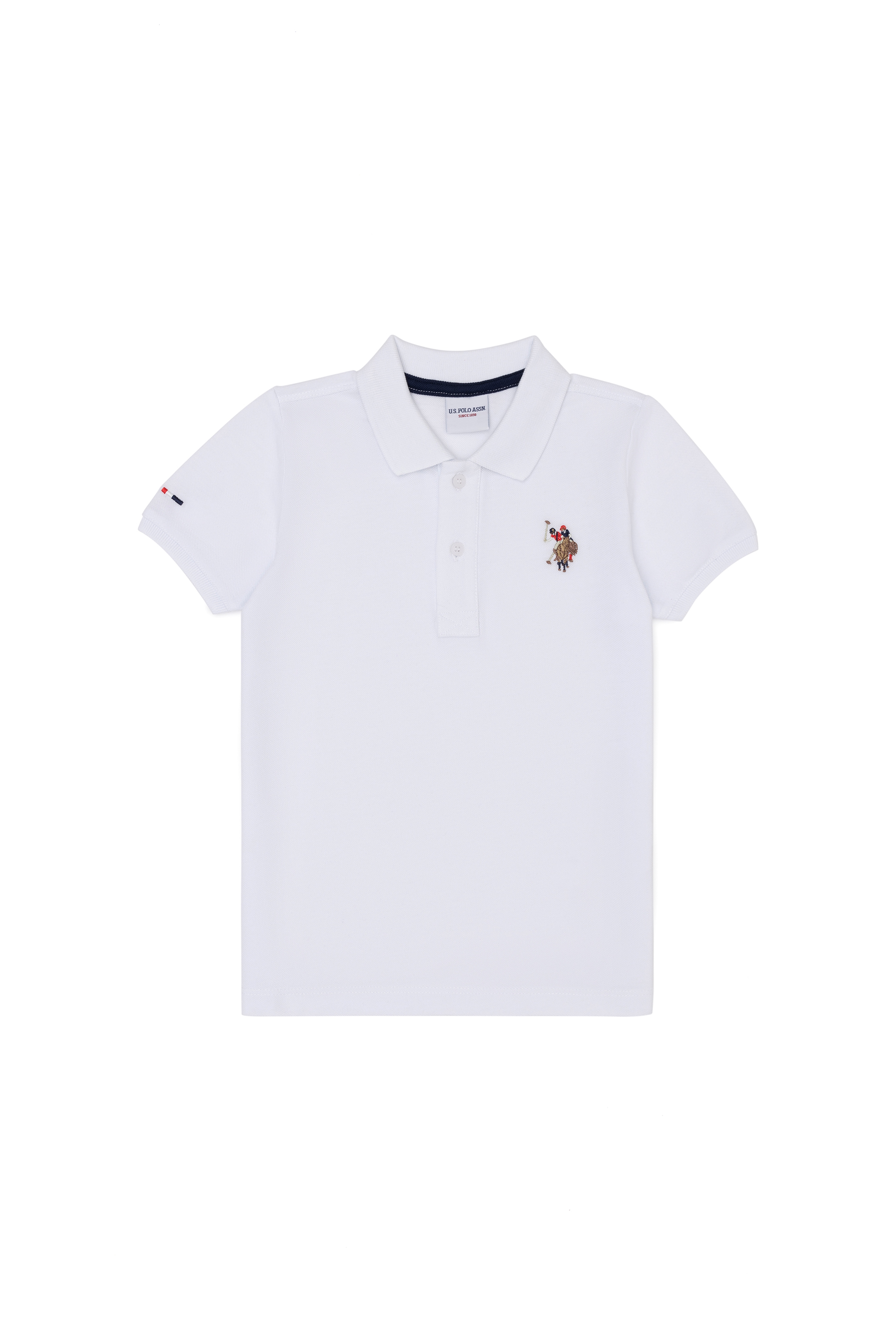 Erkek Çocuk Beyaz Basic Polo Yaka Tişört - Image 4
