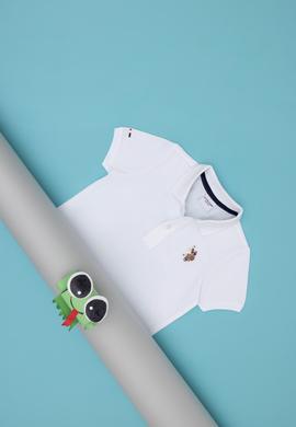 Erkek Çocuk Beyaz Basic Polo Yaka Tişört - 50284814051