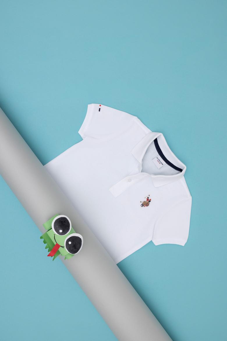 Erkek Çocuk Beyaz Basic Polo Yaka Tişört - 50284814051