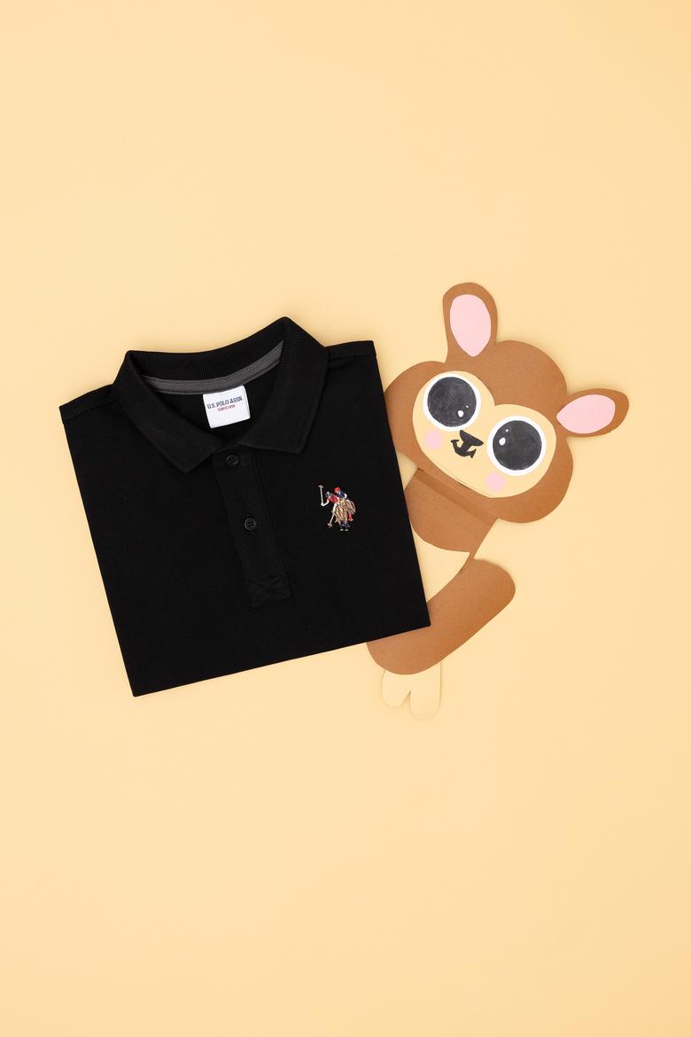 Erkek Çocuk Siyah Basic Polo Yaka Tişört