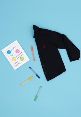 Erkek Çocuk Siyah Uzun Kollu Basic Gömlek - 50288715023