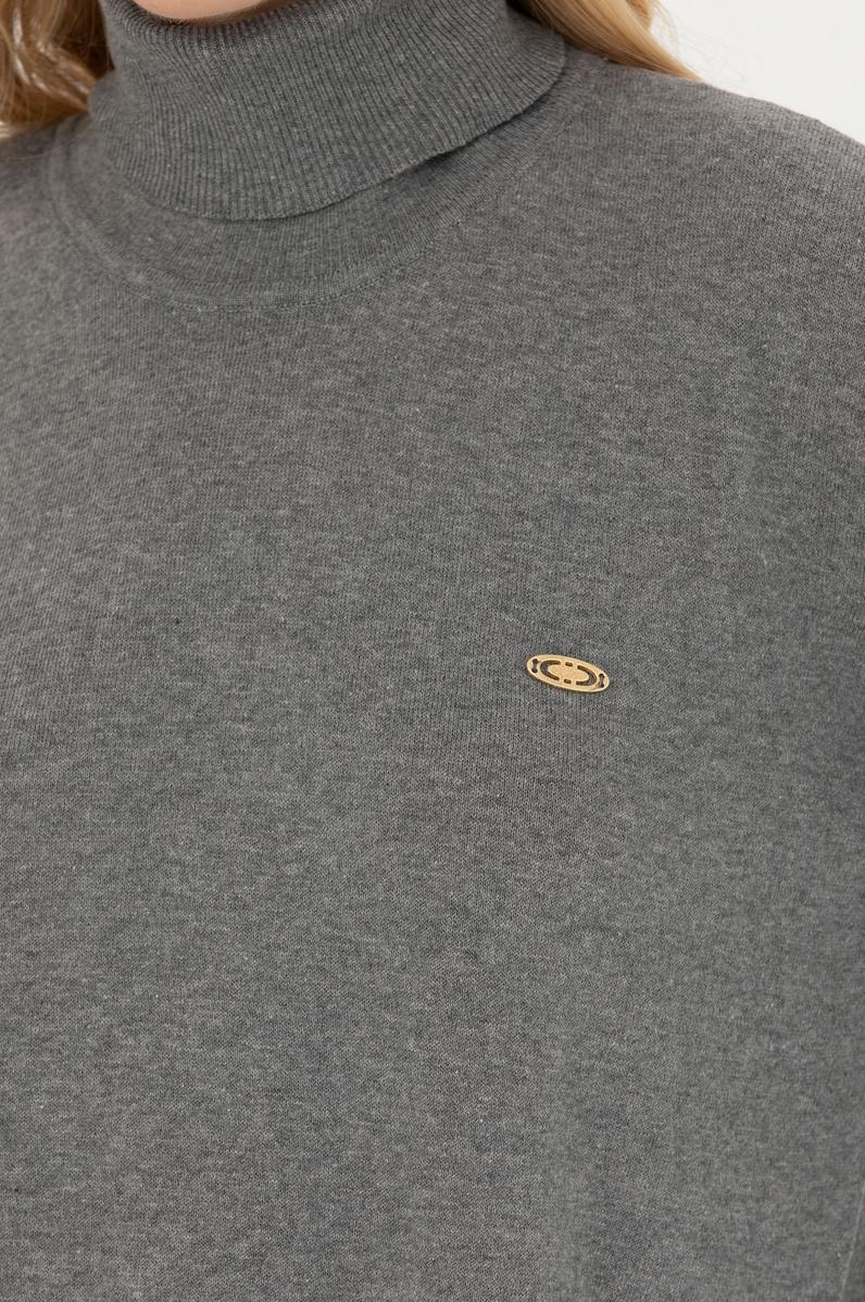 Kadın Gri Melanj Basic Kazak