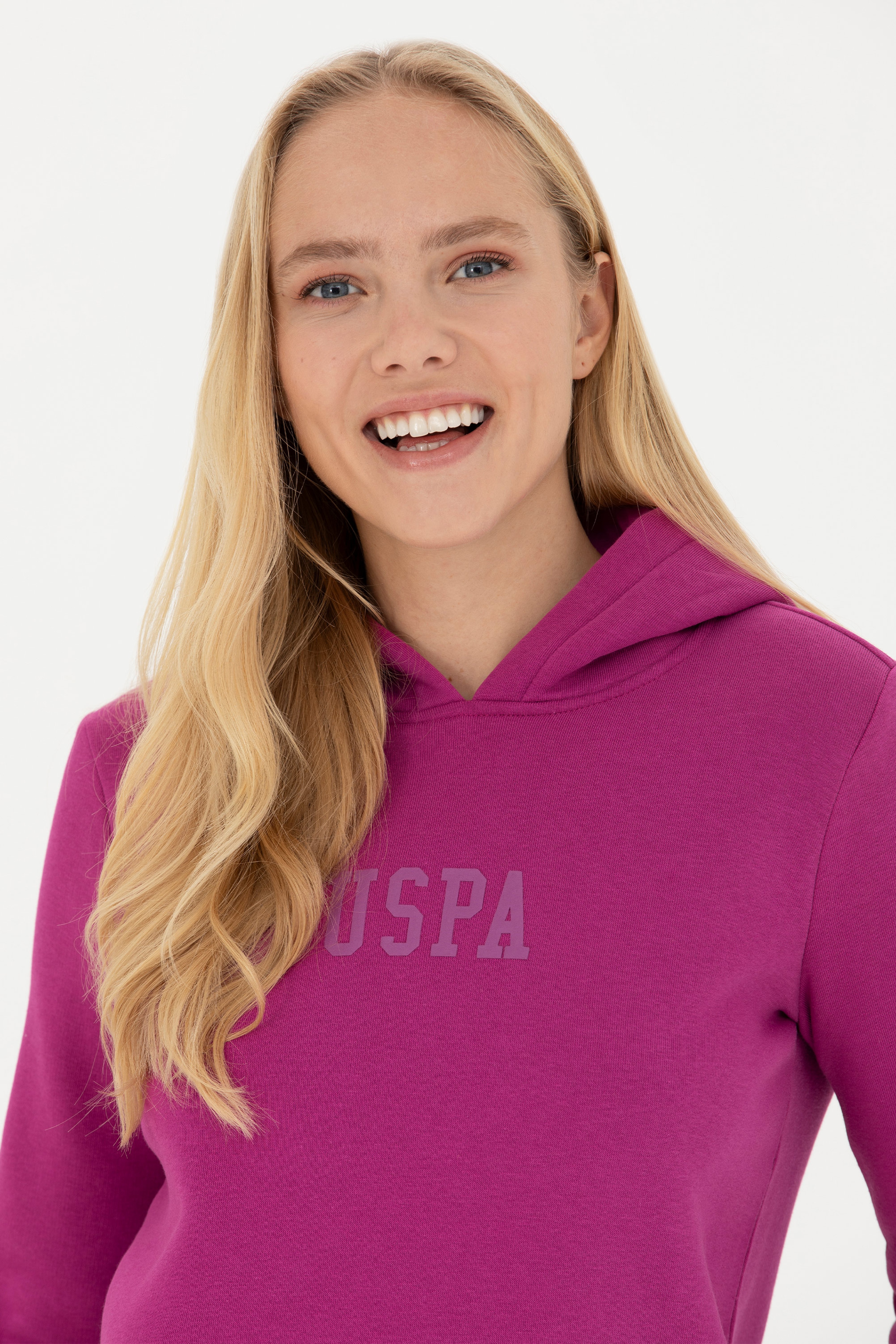 Kadın Menekşe Basic Kapüşonlu Sweatshirt