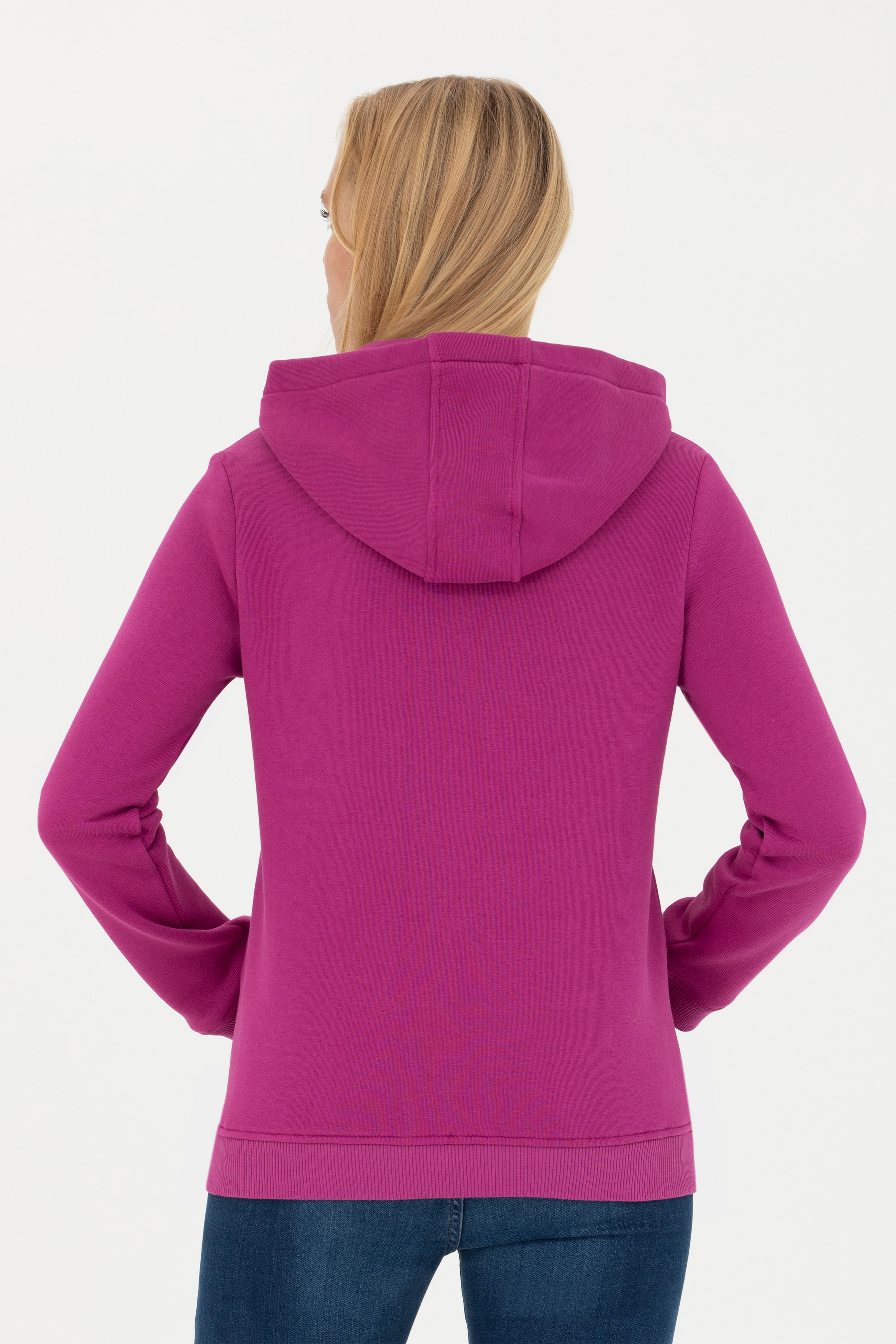 Kadın Menekşe Basic Kapüşonlu Sweatshirt - Image 5